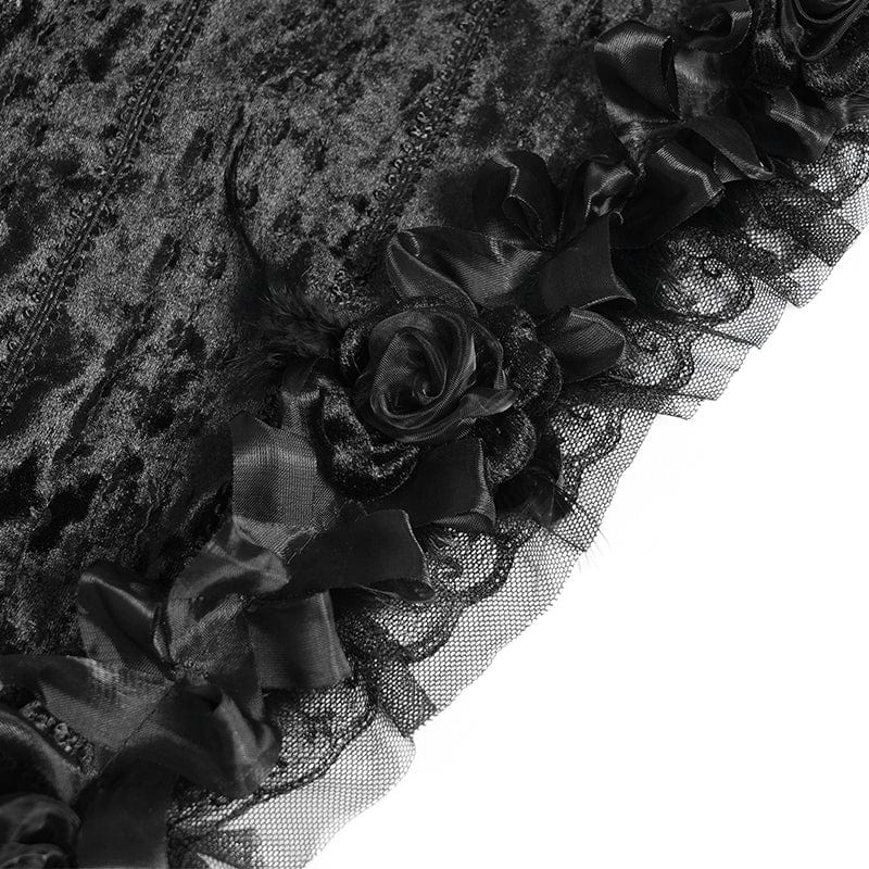 DEVIL FASHION Women's Gothic Floral Lace Hem Hooded Cape