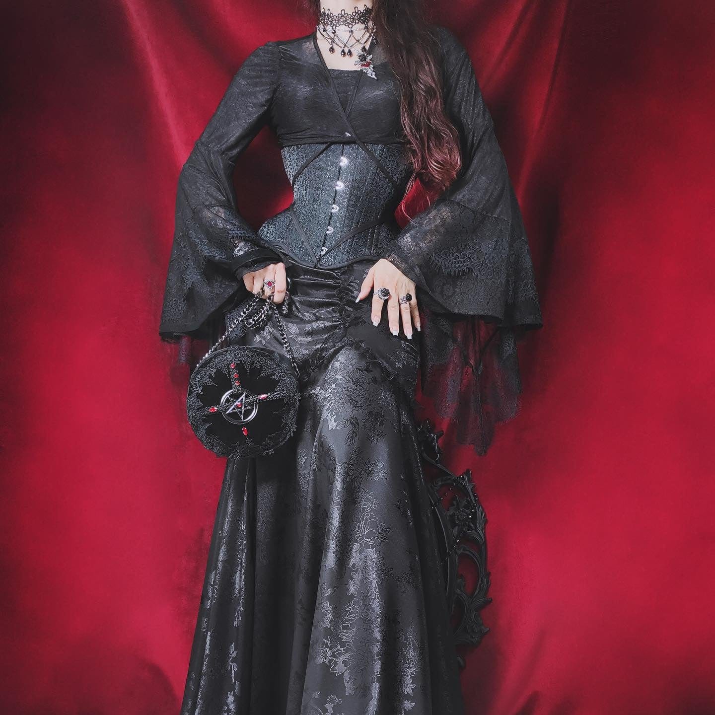 DEVIL FASHION Women's Gothic Floral Star Bag