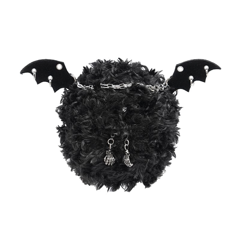 DEVIL FASHION Women's Gothic Fluffy Little Bat Chain Bag