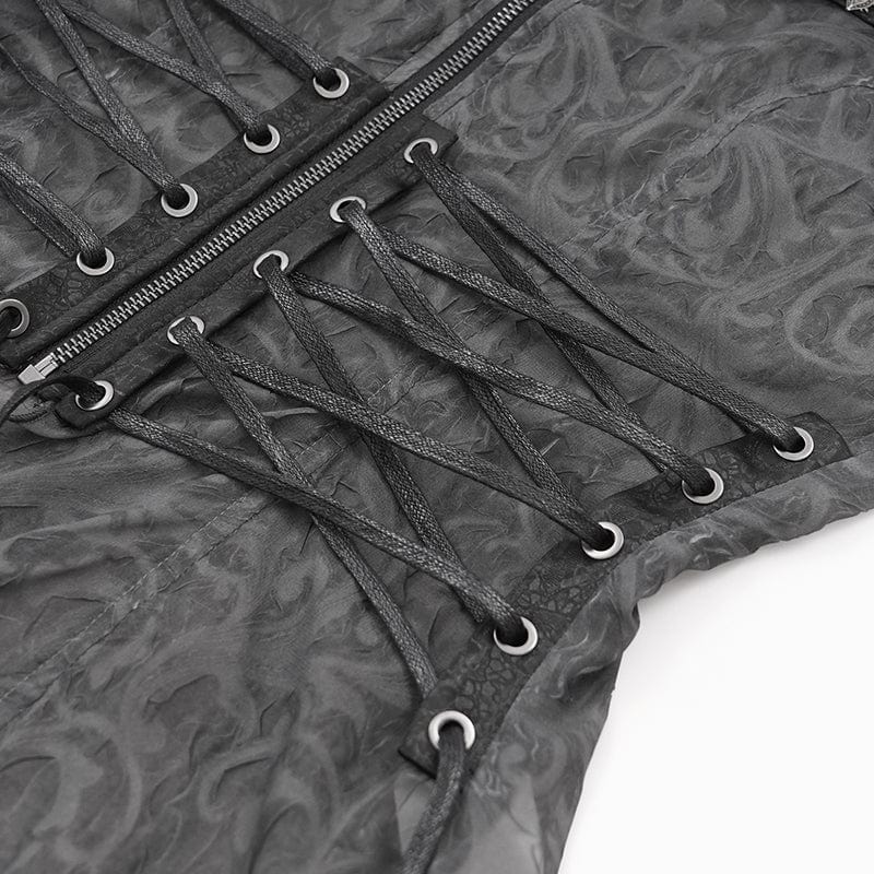 DEVIL FASHION Women's Gothic Irregular Lace-up Shirt