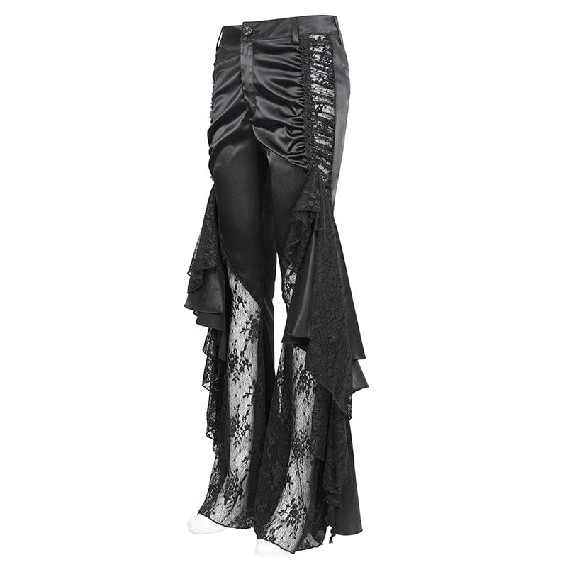 DEVIL FASHION Women's Gothic Lace Floral Flared Pants