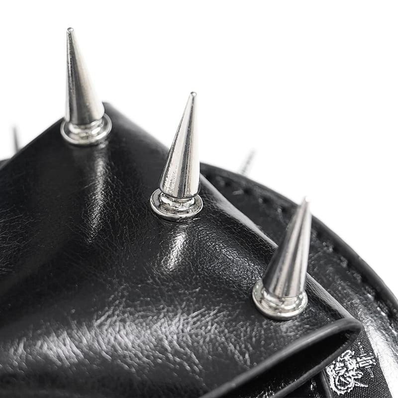 DEVIL FASHION Women's Gothic Pentacle Spiked Heart-Shaped Handbag Black