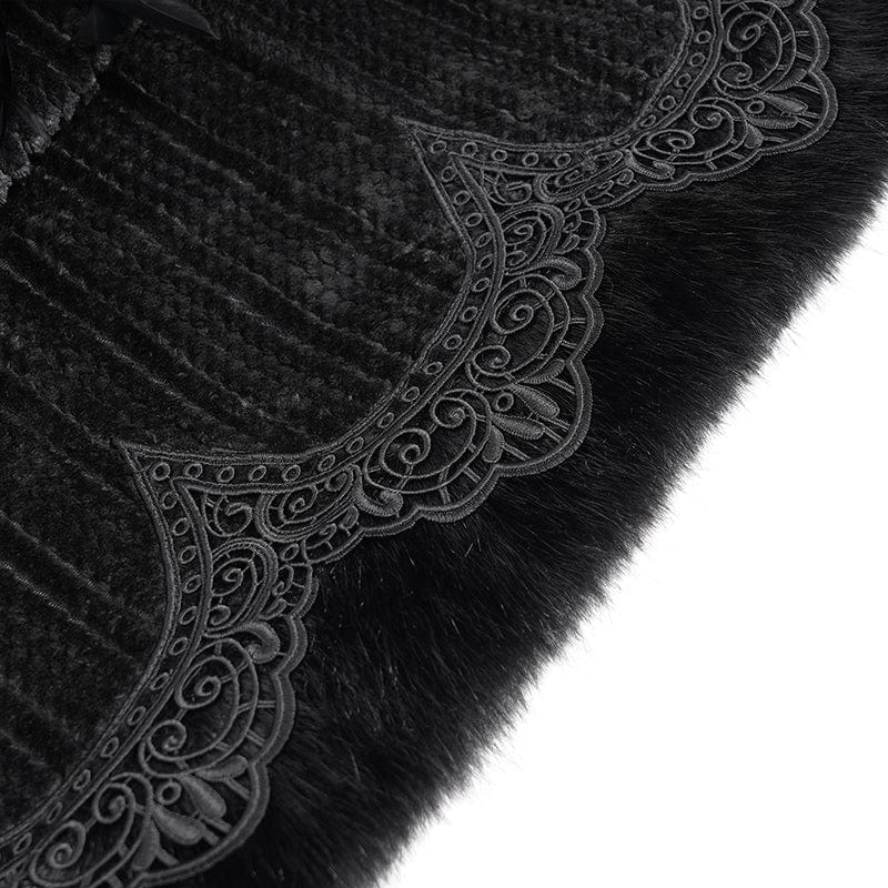 DEVIL FASHION Women's Gothic Plumed Floral Embroidered Cape