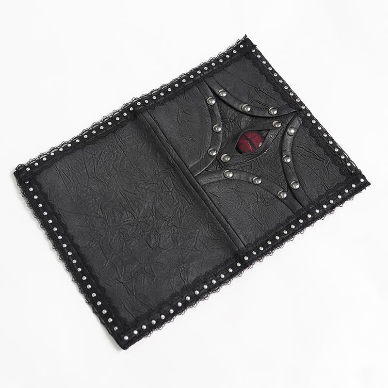 DEVIL FASHION Women's Gothic Rivet Evil Eye Lace-Trimmed Journal Cover