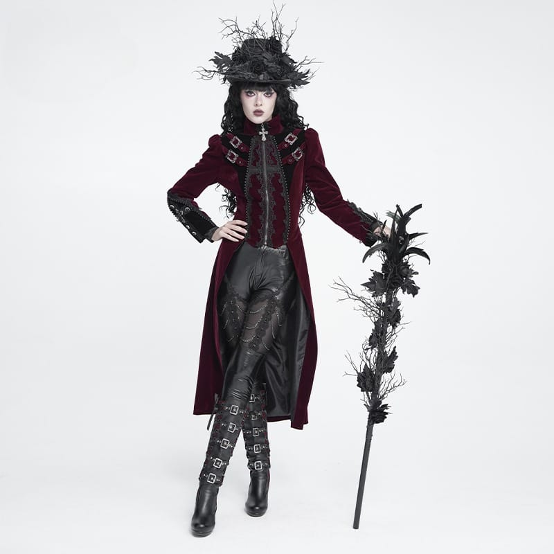 DEVIL FASHION Women's Gothic Rose Feather Snake Scepter