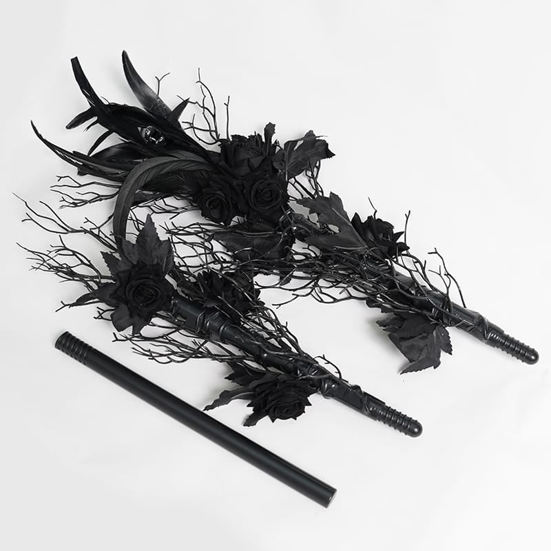 DEVIL FASHION Women's Gothic Rose Feather Snake Scepter