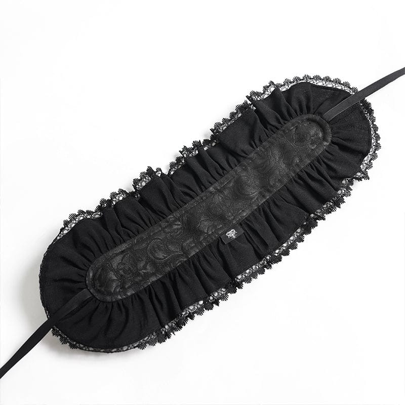 DEVIL FASHION Women's Gothic Rose Lace Ruffled Headwear Black