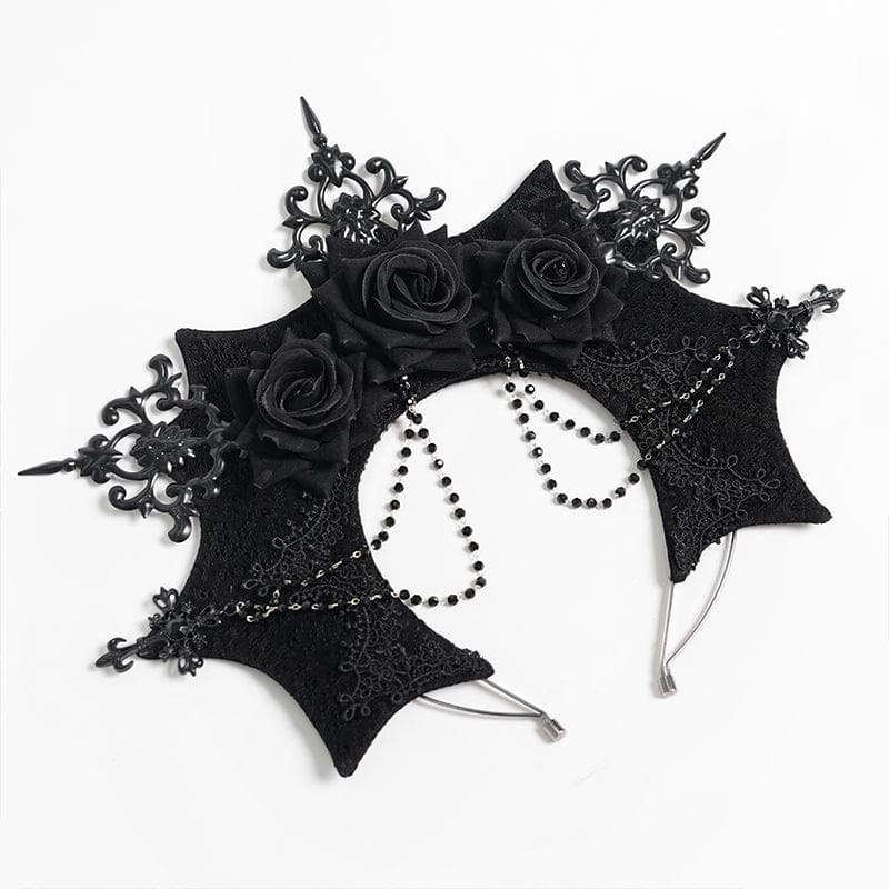 DEVIL FASHION Women's Gothic Rose Spiked Beaded Headwear