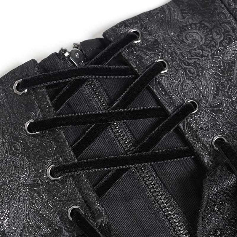 DEVIL FASHION Women's Gothic Ruffled Buckle Straps Lace-up Girdle