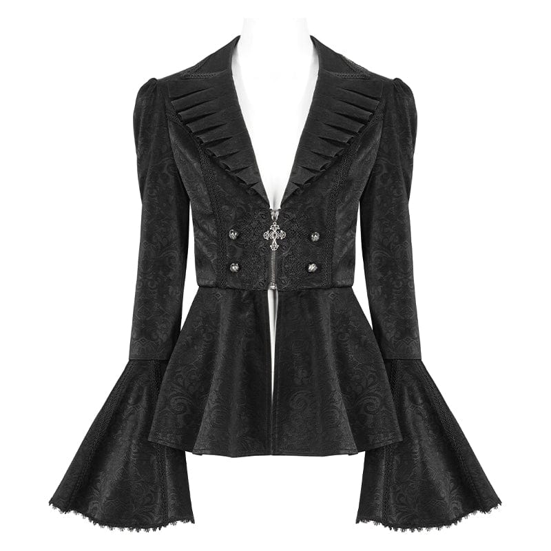 DEVIL FASHION Women's Gothic Ruffled Collar Flared Sleeved Jacket