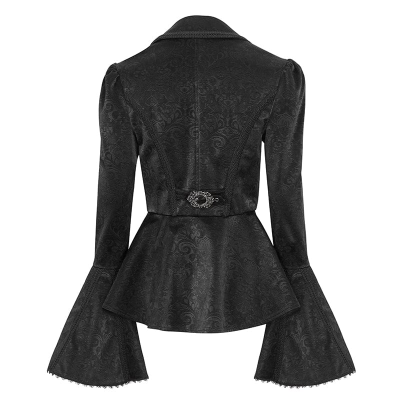 DEVIL FASHION Women's Gothic Ruffled Collar Flared Sleeved Jacket