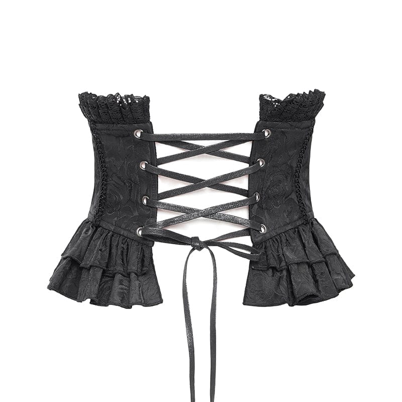 DEVIL FASHION Women's Gothic Ruffled Lace Splice Underbust Corset Black