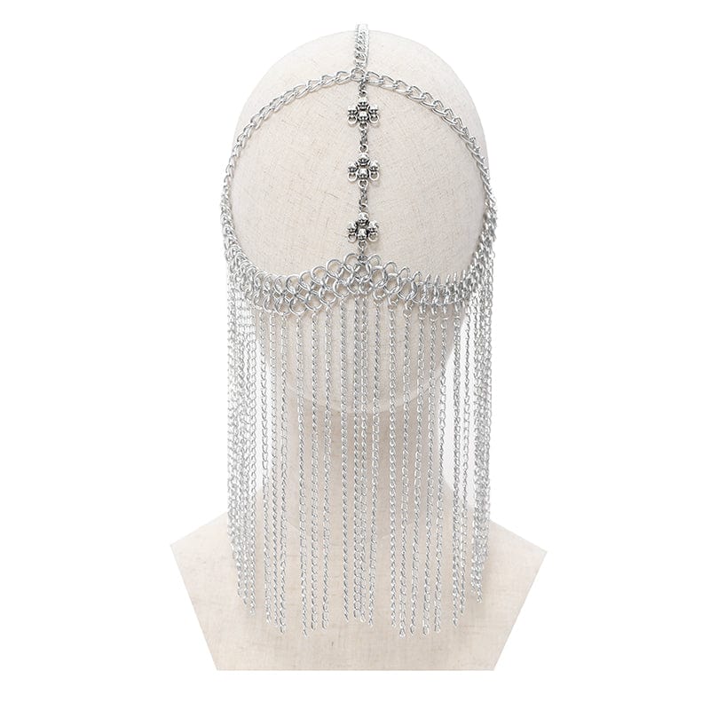 DEVIL FASHION Women's Gothic Skull Tassel Chained Headwear