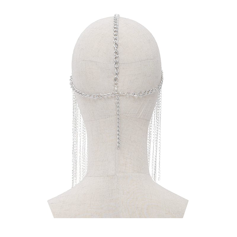 DEVIL FASHION Women's Gothic Skull Tassel Chained Headwear