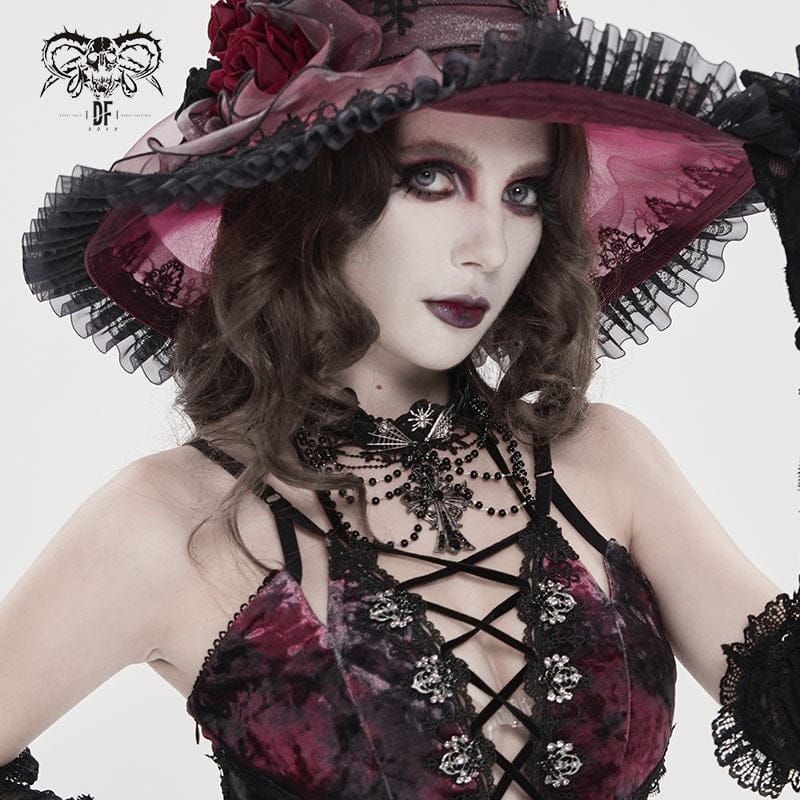 DEVIL FASHION Women's Gothic Spider Cross Beaded Choker