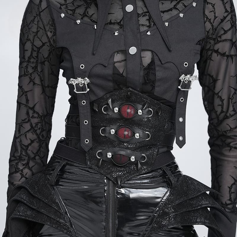 DEVIL FASHION Women's Gothic Spiked Evil Eyes Girdle