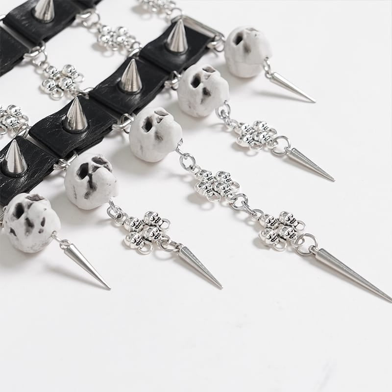 DEVIL FASHION Women's Gothic Spiked Skull Choker Necklace