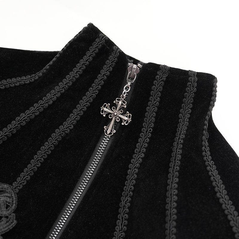 DEVIL FASHION Women's Gothic Stand Collar Flared Sleeved Jacket Black