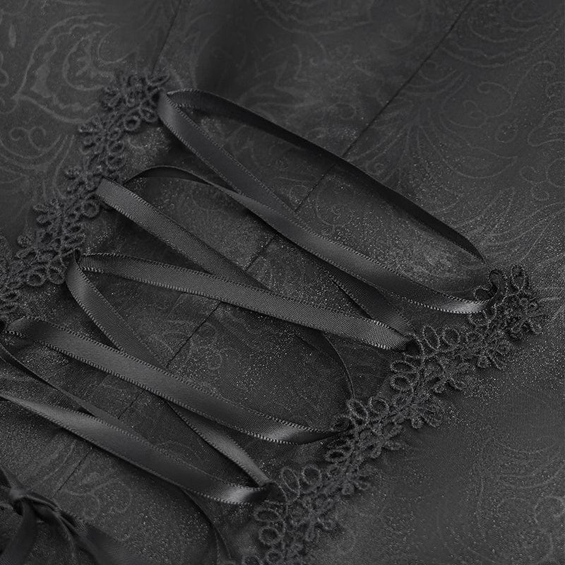 DEVIL FASHION Women's Gothic Stand Collar Ruffled Swallow-tailed Shirt