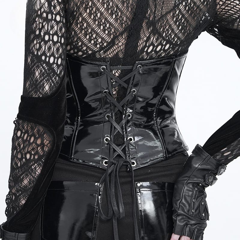 DEVIL FASHION Women's Punk Buckle-up Straps Lace-up Underbust Corset
