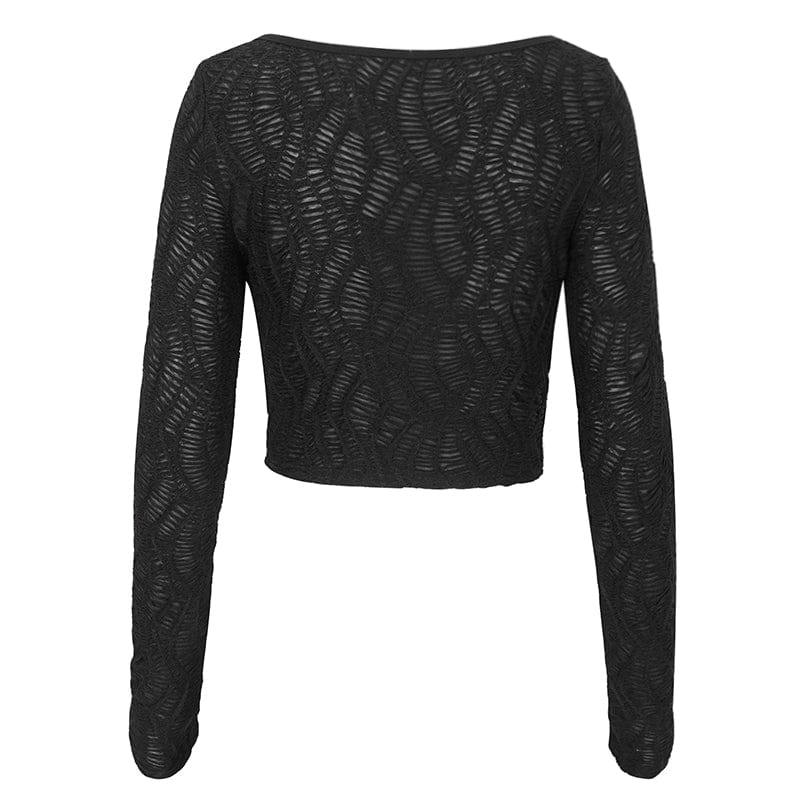 DEVIL FASHION Women's Punk Cutout Ruched Chain Jacket