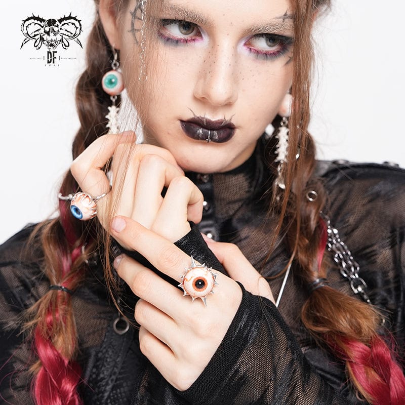 DEVIL FASHION Women's Punk Eyeball Ring with Thorns