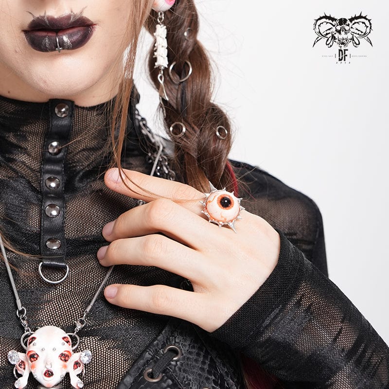 DEVIL FASHION Women's Punk Eyeball Ring with Thorns