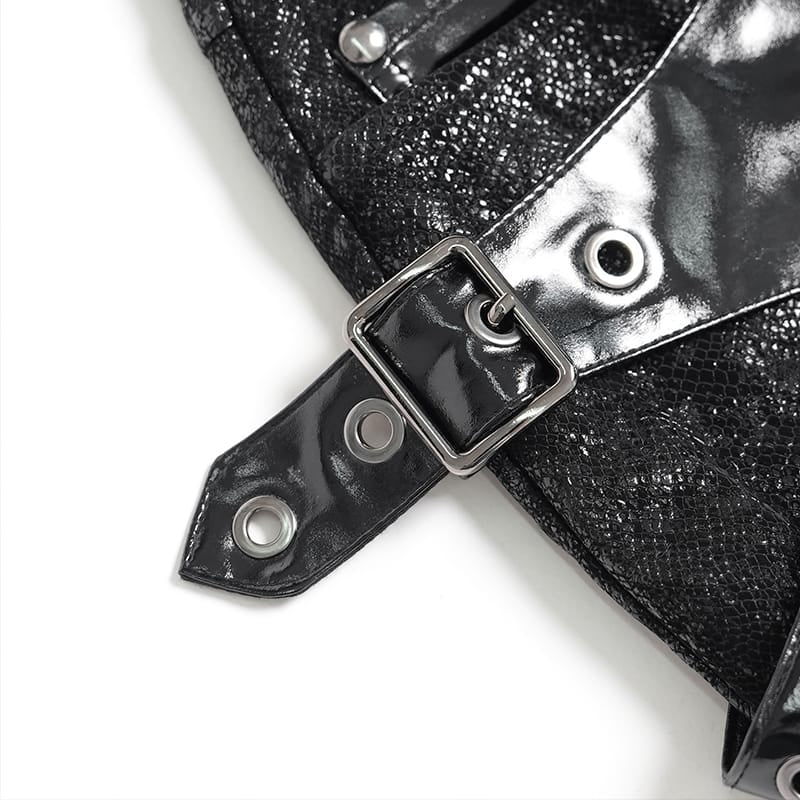 DEVIL FASHION Women's Punk Eyelet Buckle Straps Short Skirt