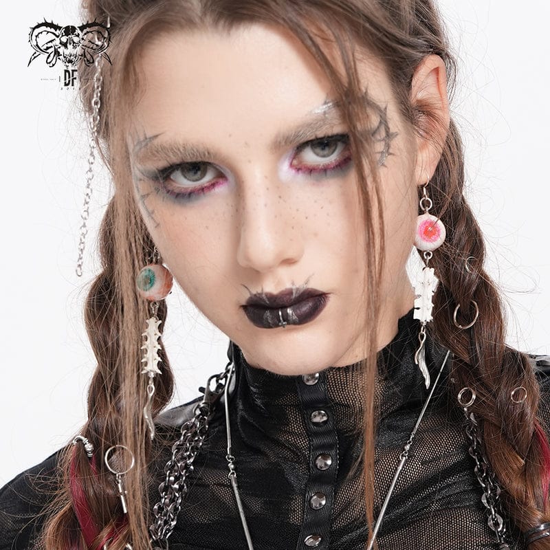 DEVIL FASHION Women's Punk Fishtail Eyeball Earrings