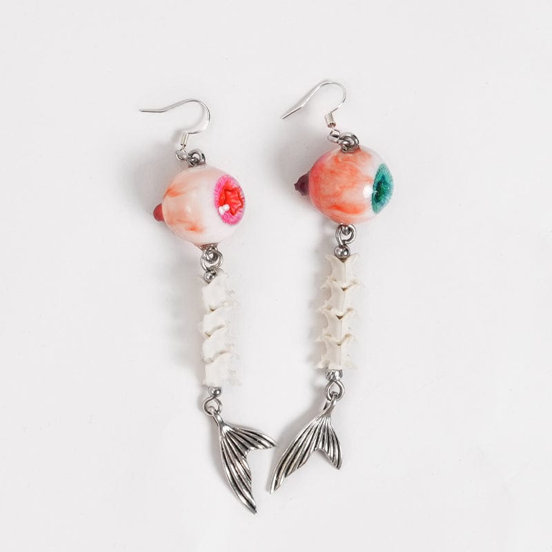 DEVIL FASHION Women's Punk Fishtail Eyeball Earrings