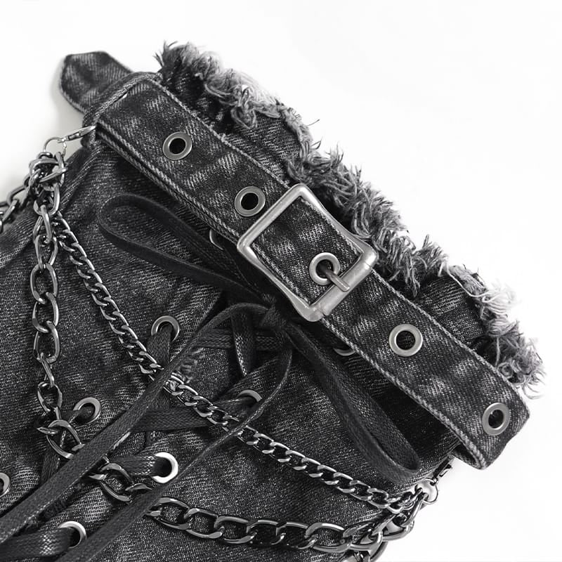 DEVIL FASHION Women's Punk Frayed Raw Edge Ripped Flared Leg Warmers