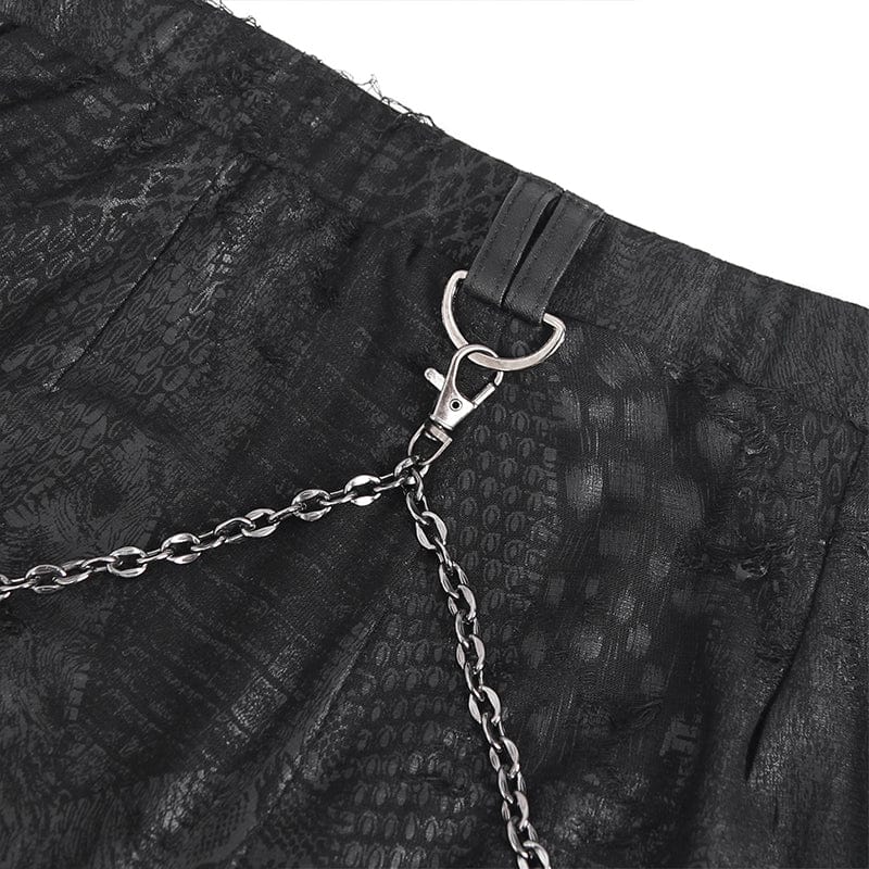 DEVIL FASHION Women's Punk Jacquard Chain Ring Sides Leggings