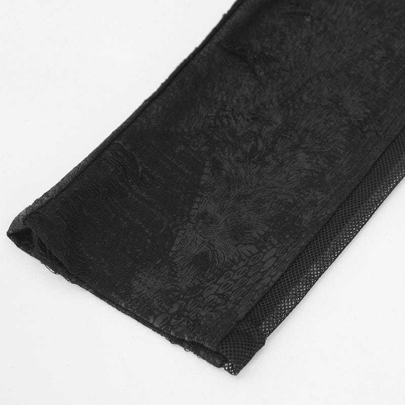 DEVIL FASHION Women's Punk Jacquard Chain Ring Sides Leggings