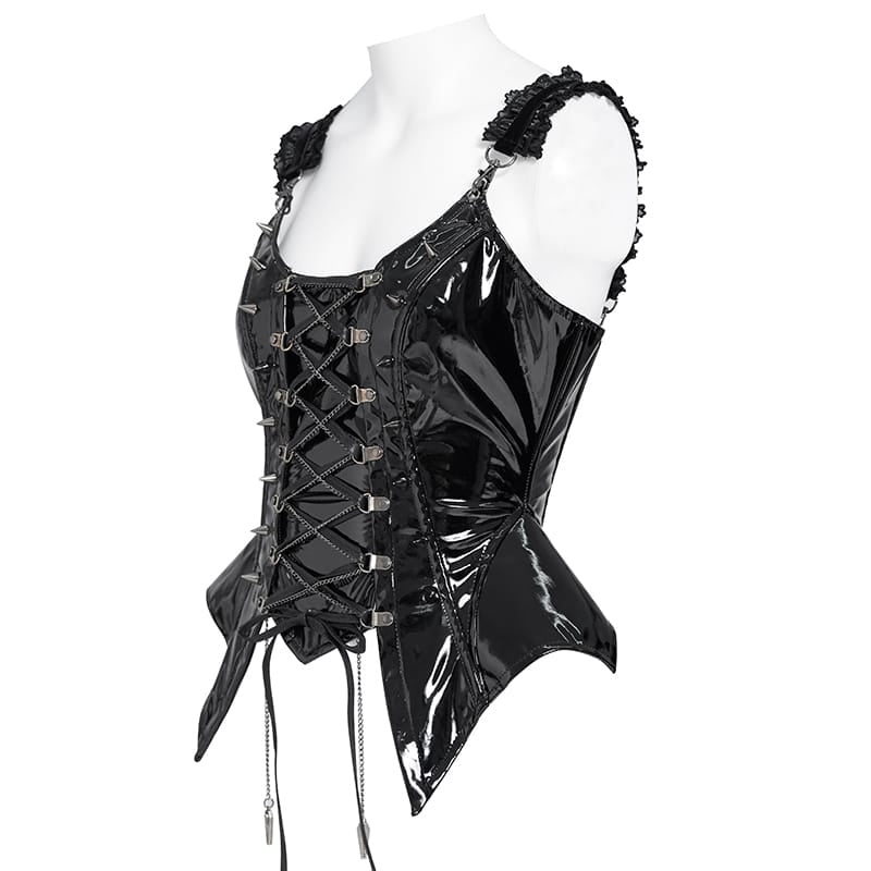 DEVIL FASHION Women's Punk Lace-up Irregular Slip Overbust Corset