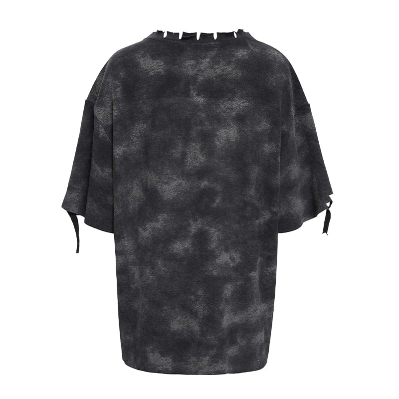 DEVIL FASHION Women's Punk Lilimar Printed Ripped T-shirt