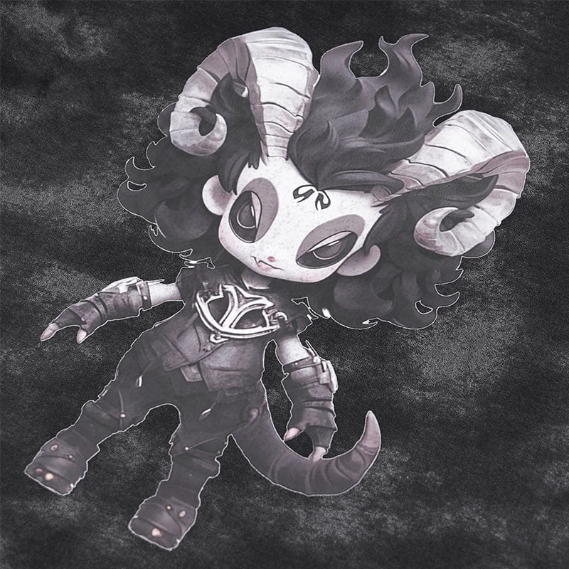 DEVIL FASHION Women's Punk Lilimar Printed Ripped T-shirt