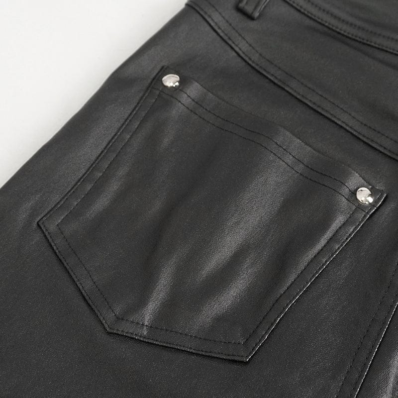 DEVIL FASHION Women's Punk Multi-buckle Splice Pants