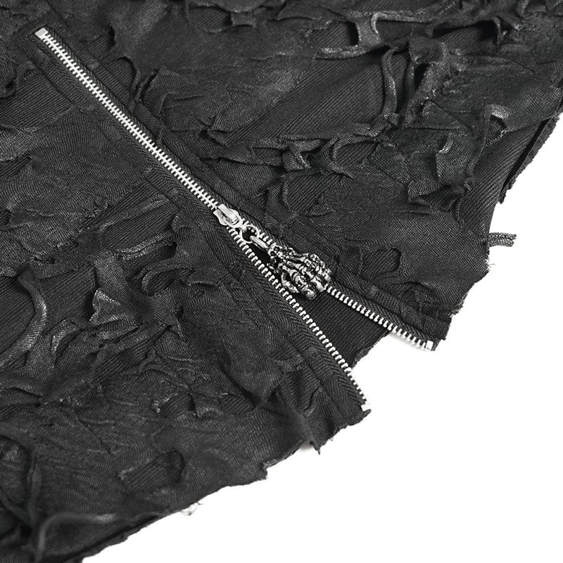 DEVIL FASHION Women's Punk Off-the-shoulder Ripped Shirt