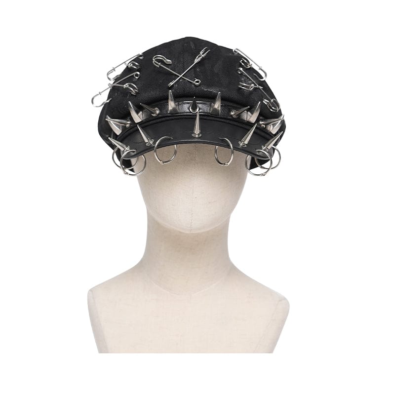 DEVIL FASHION Women's Punk Paper Clip Studded Ring Hat