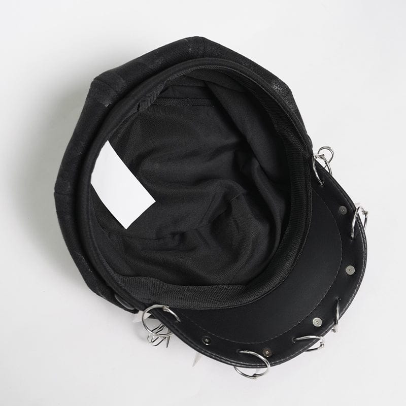 DEVIL FASHION Women's Punk Paper Clip Studded Ring Hat