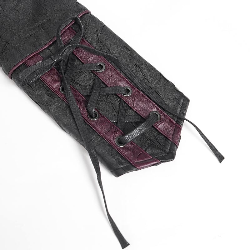 DEVIL FASHION Women's Punk Pentacle Buckle Strap Lace-up Jacket Black