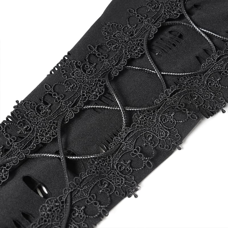 DEVIL FASHION Women's Punk Rings Ripped Irregular Hem Off Shoulder Dress