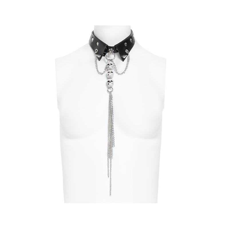 DEVIL FASHION Women's Punk Skull Rivets Chain Choker