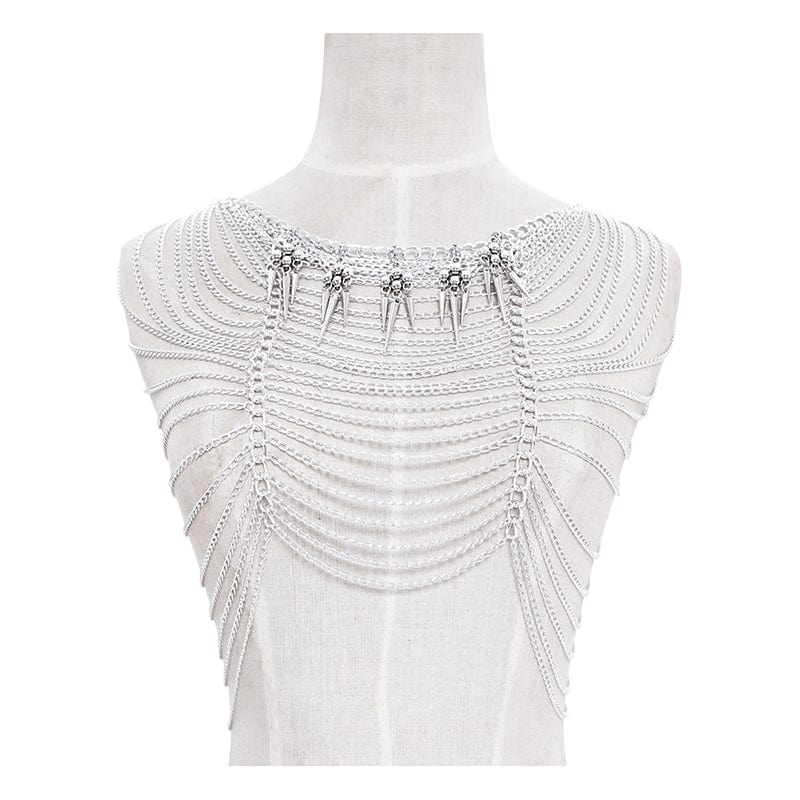 DEVIL FASHION Women's Punk Studded Chained Headwear