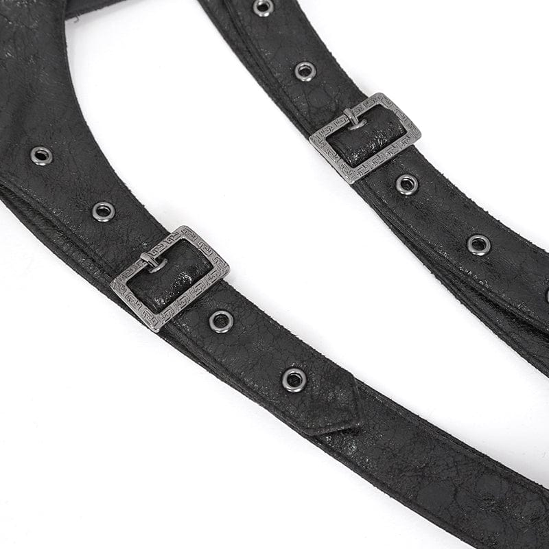 DEVIL FASHION Women's Punk Studded Faux Leather Harness Black