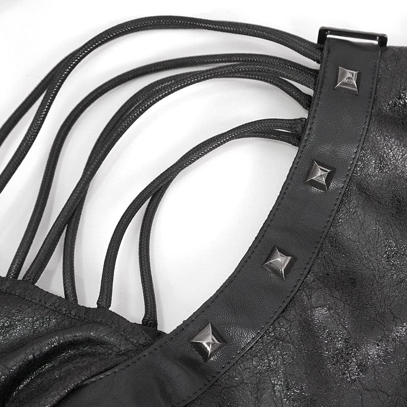 DEVIL FASHION Women's Punk Studded Faux Leather Harness Black