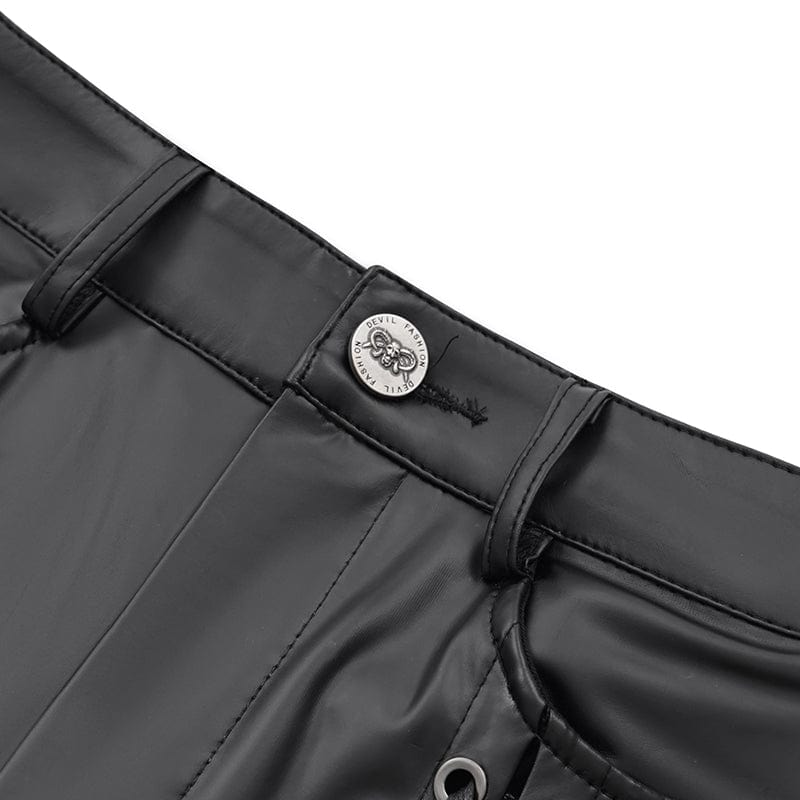 DEVIL FASHION Women's Punk Studded Lace-up Pants