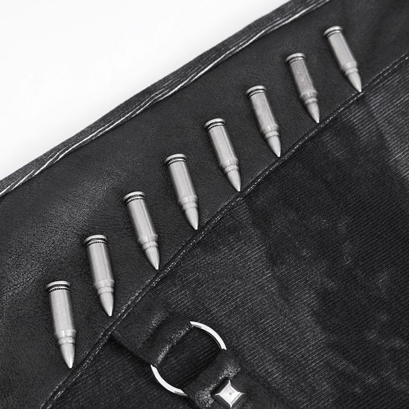 DEVIL FASHION Women's Punk Tie-dyed Buckle Lace-Up Leggings Black