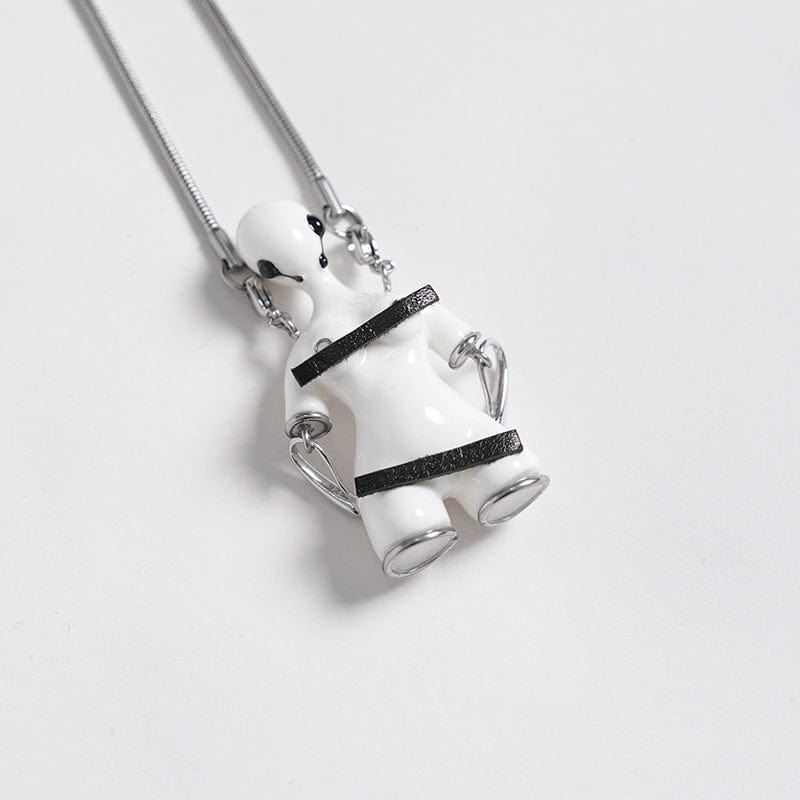 DEVIL FASHION Women's Punk Weird Sci-fi Alien Necklace White