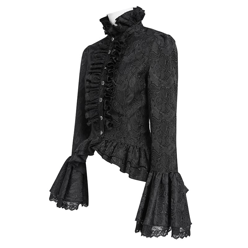 DEVIL FASHION Women's Vintage Victorian Short Lace Top